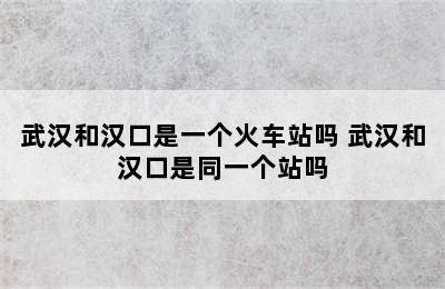 武汉和汉口是一个火车站吗 武汉和汉口是同一个站吗